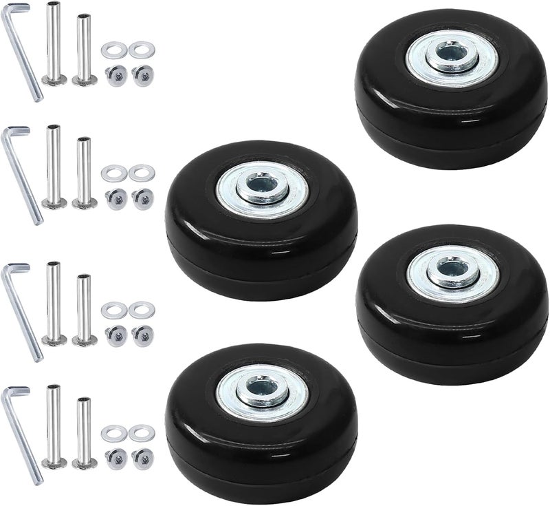 Suiwotin 4pcs 50 x 18mm Luggage Wheels Replacement, Black Rubber Suitcase Wheels Replacement Repair Kit, Smooth Luggage Replacement Parts for Carry-on Roller Bag, Suitcase Bag, Trolley Bag - Image 5